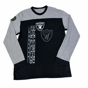 NFL Oakland Raiders Long Sleeve Shirt Mens XL Double Sided Football Black Gray